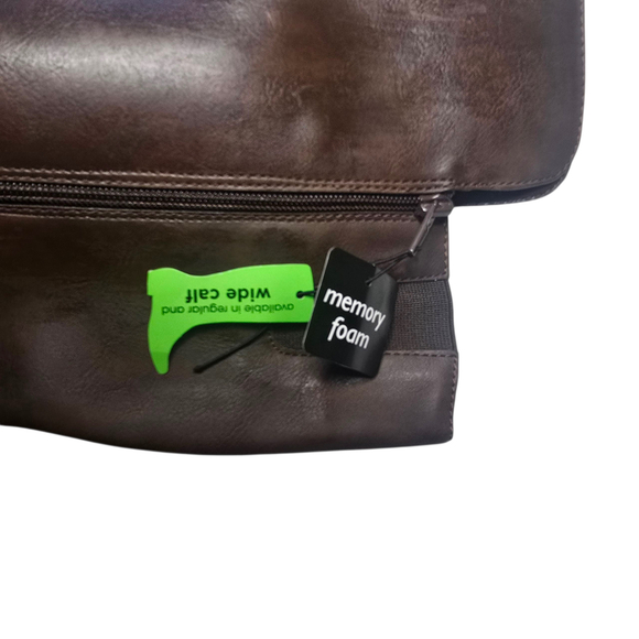 Brown Tall Boots, Gold Accents, Y2K, NWT, Slight Wedge, Boho - Picture 7 of 8